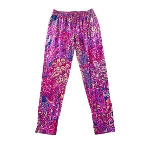 Lilly Pulitzer Lola Pants S Iris Blue Pop Up Lilly's Lagoon Pink Tapered Preppy